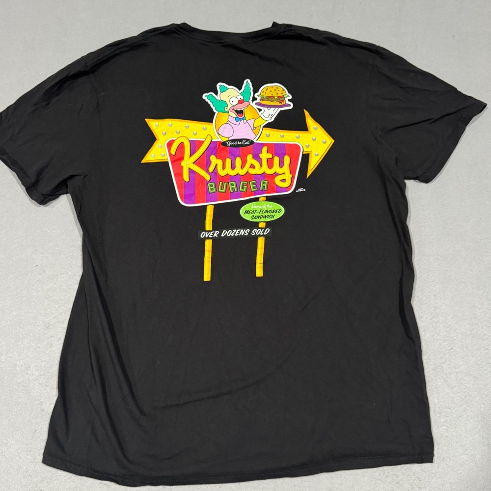 The Simpsons Krusty Burger T-Shirt Mens XL Black Vintage Graphic Short Sleeve